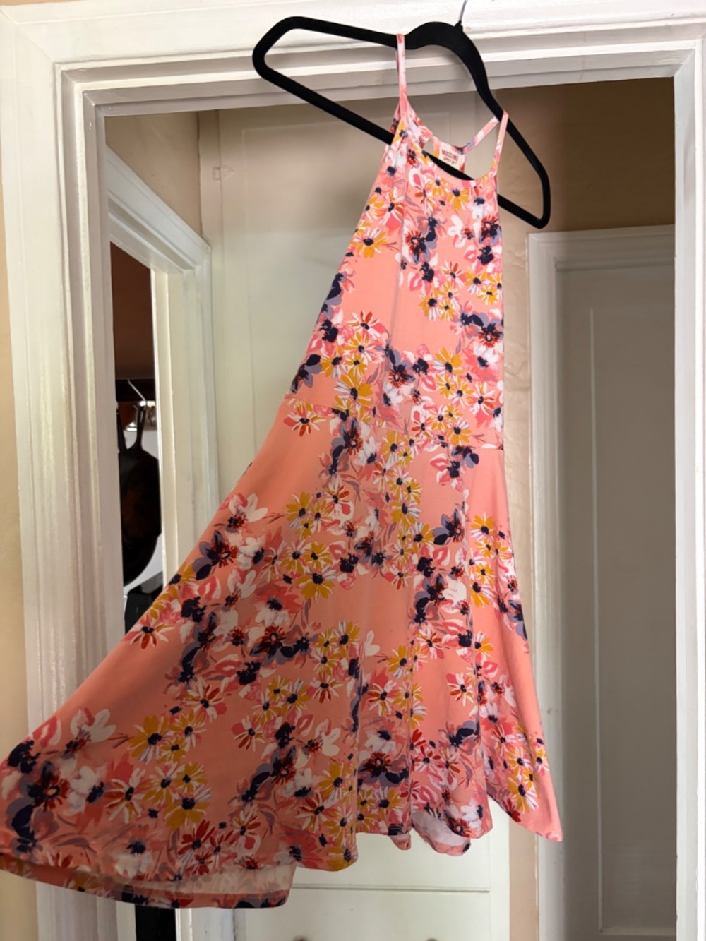 🌸 Mossimo Floral Midi Dress – Size M | Peach Halter Sundress